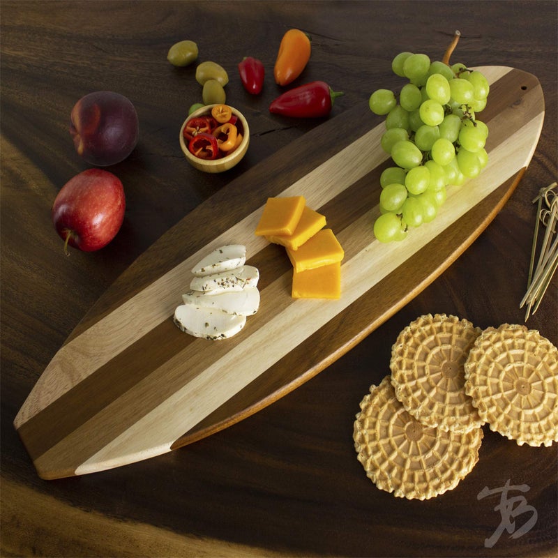 Totally Bamboo Rock & Branch Series Shiplap Surfboard Shaped Wood Serving and Cutting Board | Great for Wall Art - Image 2